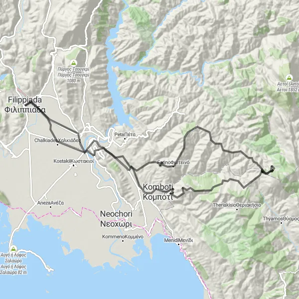 Map miniature of "Eleusa Loop" cycling inspiration in Ipeiros, Greece. Generated by Tarmacs.app cycling route planner