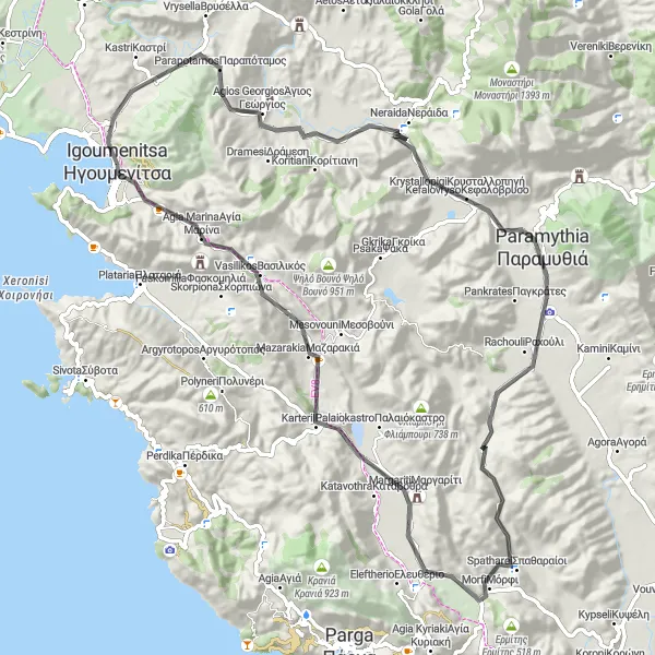 Map miniature of "Exploring the Backroads" cycling inspiration in Ipeiros, Greece. Generated by Tarmacs.app cycling route planner