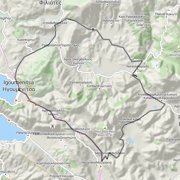 Map miniature of "Igoumenítsa to Λαδοχώρι" cycling inspiration in Ipeiros, Greece. Generated by Tarmacs.app cycling route planner