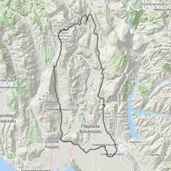 Map miniature of "The Tyrgia Loop" cycling inspiration in Ipeiros, Greece. Generated by Tarmacs.app cycling route planner