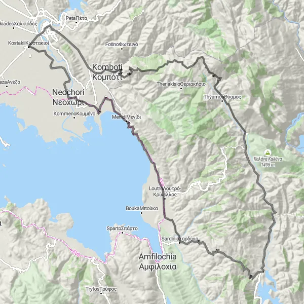 Map miniature of "Panoramic Delights of Kostakioí" cycling inspiration in Ipeiros, Greece. Generated by Tarmacs.app cycling route planner