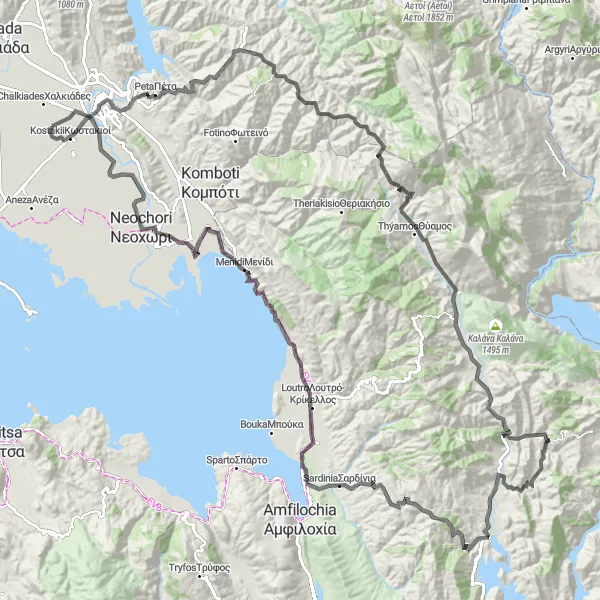 Map miniature of "The Panagia Parigoritissa Route" cycling inspiration in Ipeiros, Greece. Generated by Tarmacs.app cycling route planner