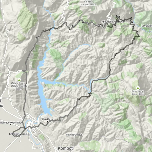 Map miniature of "The Kostakii Challenge" cycling inspiration in Ipeiros, Greece. Generated by Tarmacs.app cycling route planner