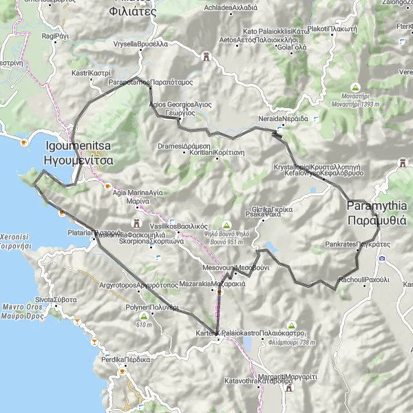 Map miniature of "Paramythiá to Παραπόταμος" cycling inspiration in Ipeiros, Greece. Generated by Tarmacs.app cycling route planner