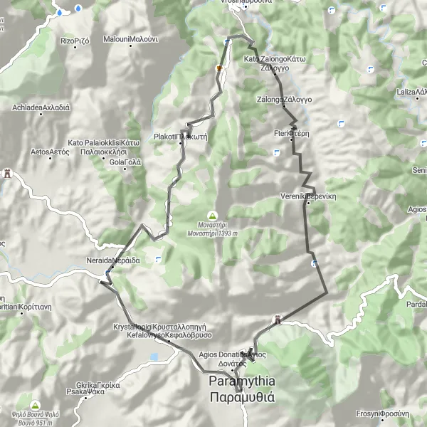 Map miniature of "Zalongo Loop" cycling inspiration in Ipeiros, Greece. Generated by Tarmacs.app cycling route planner