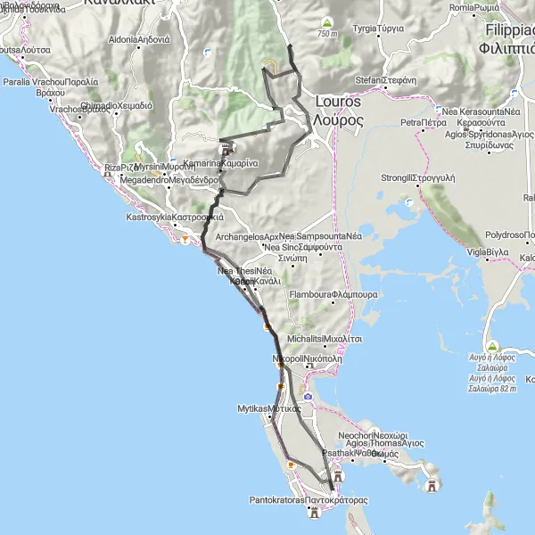 Map miniature of "Zalongo and Cassope Adventure" cycling inspiration in Ipeiros, Greece. Generated by Tarmacs.app cycling route planner