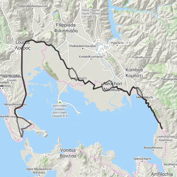 Map miniature of "Preveza to Bastion of Vrysoula (Extended)" cycling inspiration in Ipeiros, Greece. Generated by Tarmacs.app cycling route planner