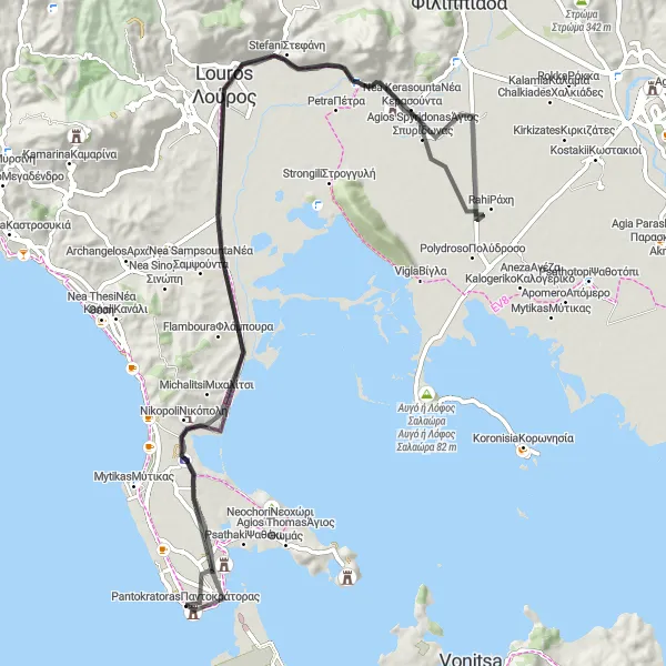 Map miniature of "Pantokratoras to Preveza" cycling inspiration in Ipeiros, Greece. Generated by Tarmacs.app cycling route planner