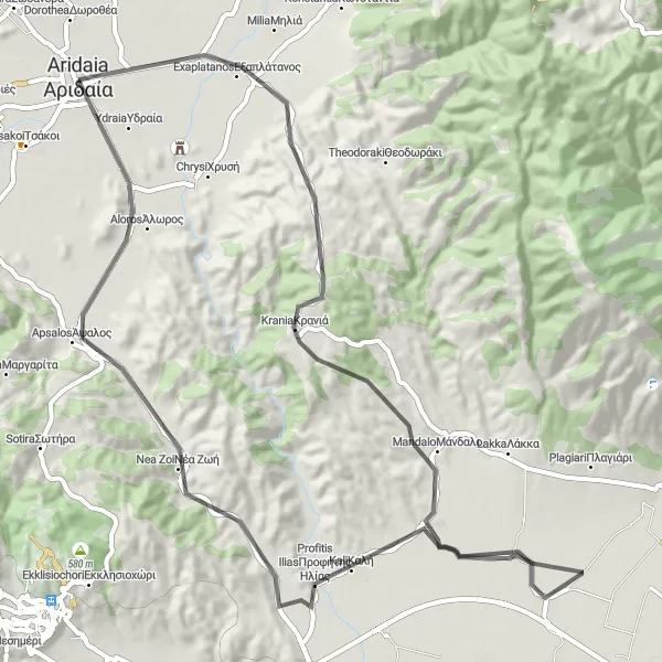 Map miniature of "Mandalo Loop" cycling inspiration in Kentriki Makedonia, Greece. Generated by Tarmacs.app cycling route planner