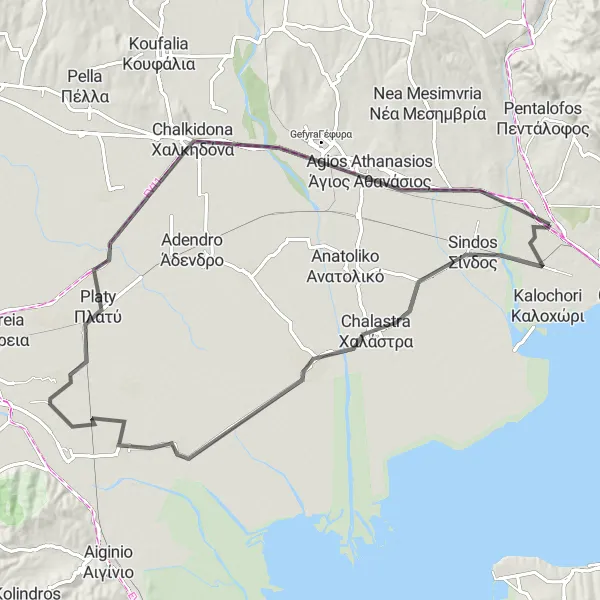 Map miniature of "Halástra Explorer" cycling inspiration in Kentriki Makedonia, Greece. Generated by Tarmacs.app cycling route planner