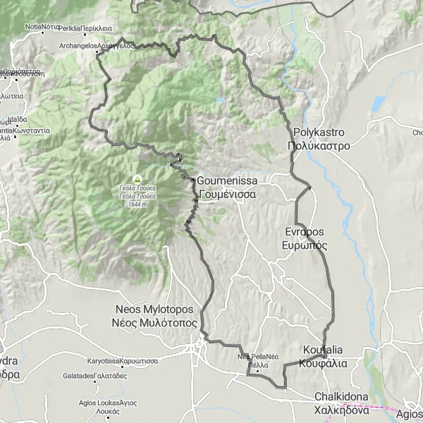 Map miniature of "Ultimate Challenge: Omalos to Mesimvria" cycling inspiration in Kentriki Makedonia, Greece. Generated by Tarmacs.app cycling route planner