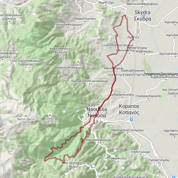 Map miniature of "Sevastianá - Agios Nikolaos" cycling inspiration in Kentriki Makedonia, Greece. Generated by Tarmacs.app cycling route planner