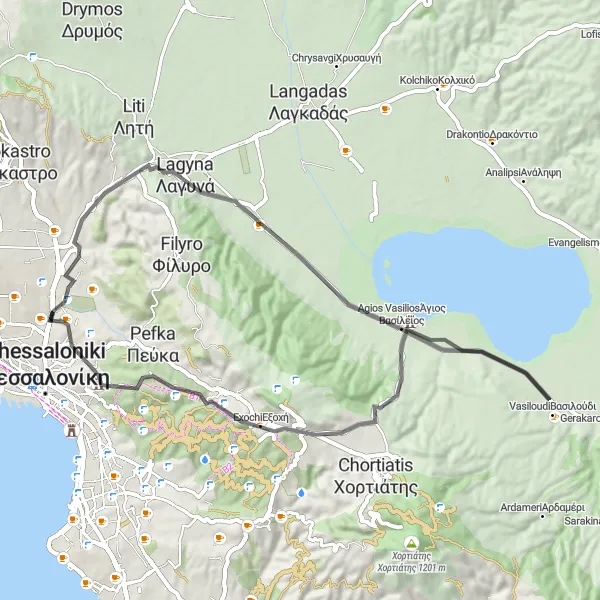 Map miniature of "Stavroúpoli - Historic Trail" cycling inspiration in Kentriki Makedonia, Greece. Generated by Tarmacs.app cycling route planner