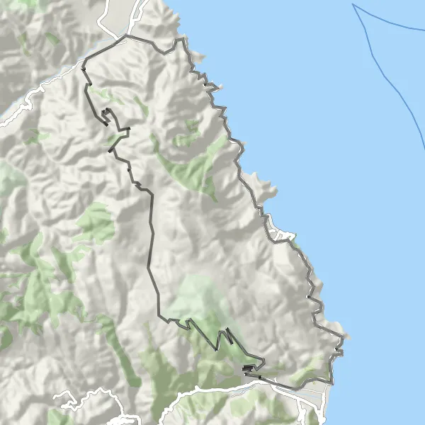 Map miniature of "Scenic Road Cycling Route to Orino Korakovouni" cycling inspiration in Peloponnisos, Greece. Generated by Tarmacs.app cycling route planner