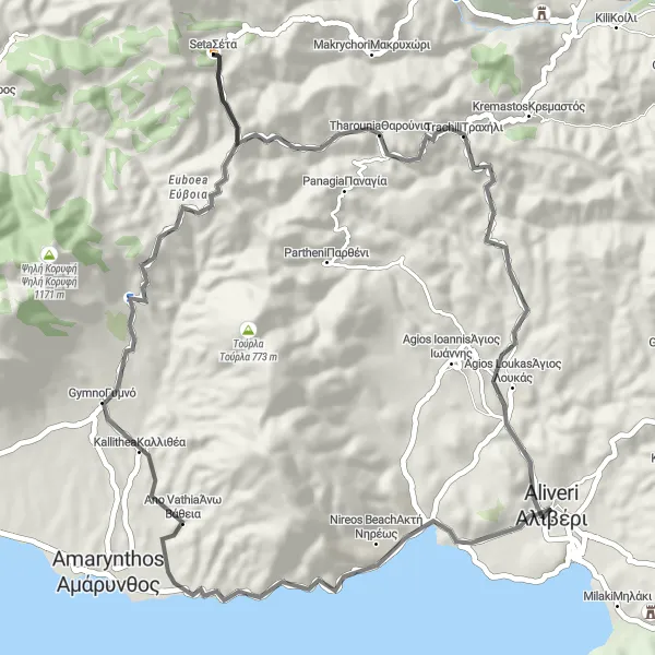 Map miniature of "Panoramic Valley Ride - Road" cycling inspiration in Sterea Elláda, Greece. Generated by Tarmacs.app cycling route planner