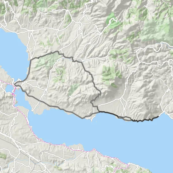 Map miniature of "The Chalkída Grand Tour" cycling inspiration in Sterea Elláda, Greece. Generated by Tarmacs.app cycling route planner