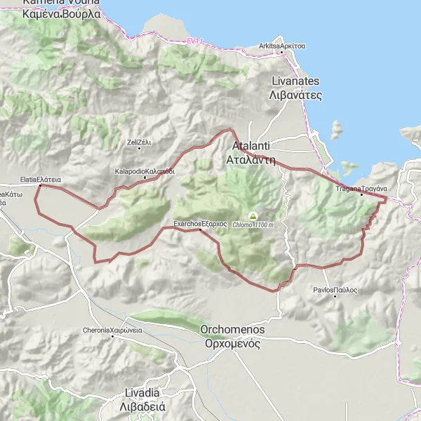 Map miniature of "Atalanti Discovery" cycling inspiration in Sterea Elláda, Greece. Generated by Tarmacs.app cycling route planner