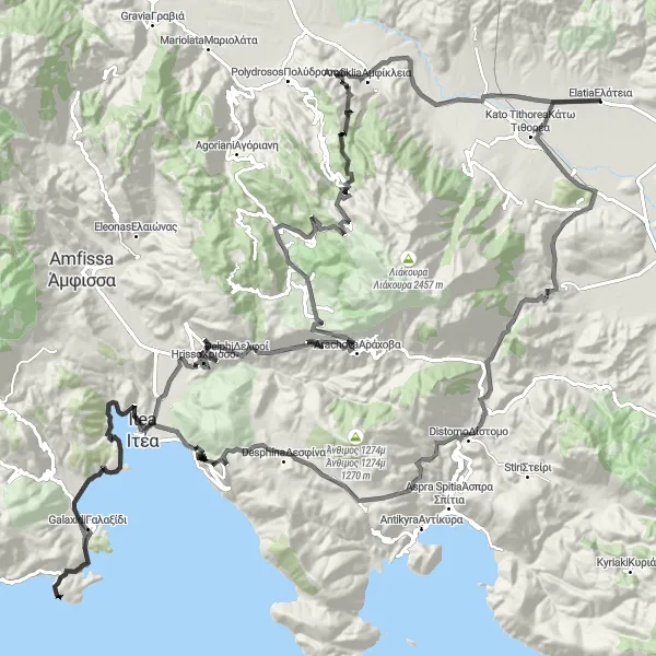 Map miniature of "The Ultimate Sterea Ellada Challenge" cycling inspiration in Sterea Elláda, Greece. Generated by Tarmacs.app cycling route planner