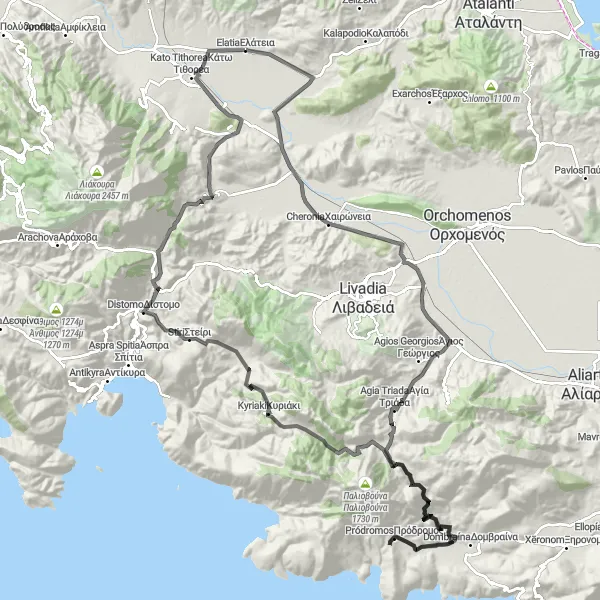 Map miniature of "Sterea Ellada Epic Loop" cycling inspiration in Sterea Elláda, Greece. Generated by Tarmacs.app cycling route planner