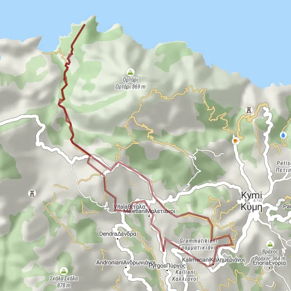 Map miniature of "Mountain Escape" cycling inspiration in Sterea Elláda, Greece. Generated by Tarmacs.app cycling route planner