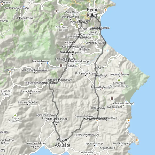 Map miniature of "Scenic Sterea Ellada Road Cycling" cycling inspiration in Sterea Elláda, Greece. Generated by Tarmacs.app cycling route planner