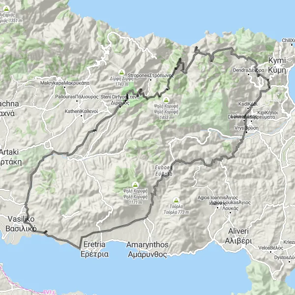 Map miniature of "Challenging Road Cycling Adventure" cycling inspiration in Sterea Elláda, Greece. Generated by Tarmacs.app cycling route planner