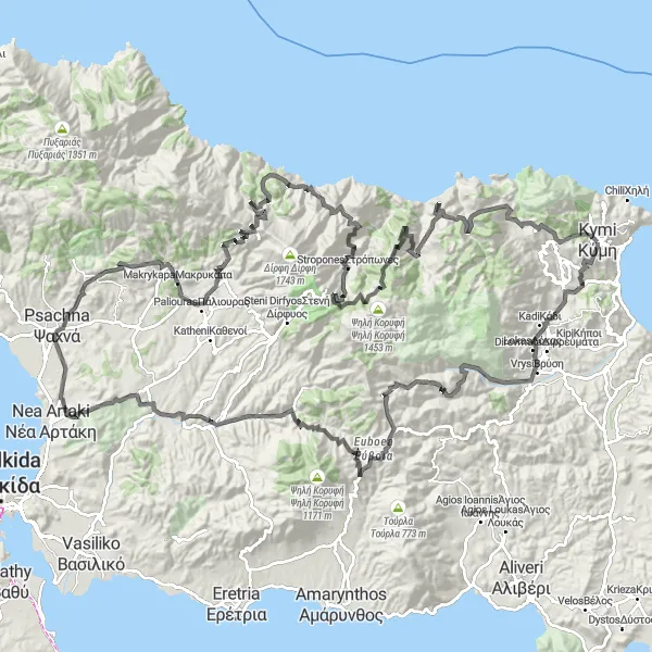 Map miniature of "Coastal Gravel Cycling Route in Sterea Elláda" cycling inspiration in Sterea Elláda, Greece. Generated by Tarmacs.app cycling route planner