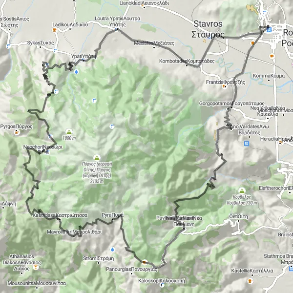 Map miniature of "Nea Pavliani Challenge" cycling inspiration in Sterea Elláda, Greece. Generated by Tarmacs.app cycling route planner