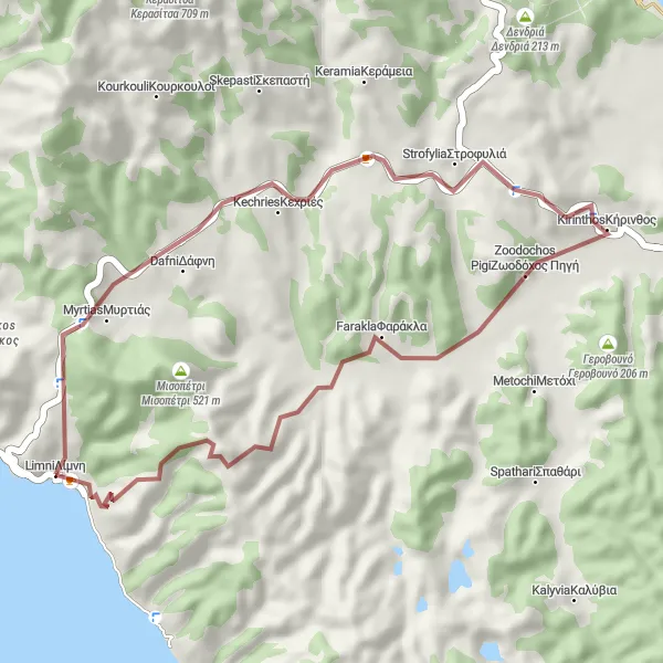 Map miniature of "Lake Loop Gravel Adventure" cycling inspiration in Sterea Elláda, Greece. Generated by Tarmacs.app cycling route planner