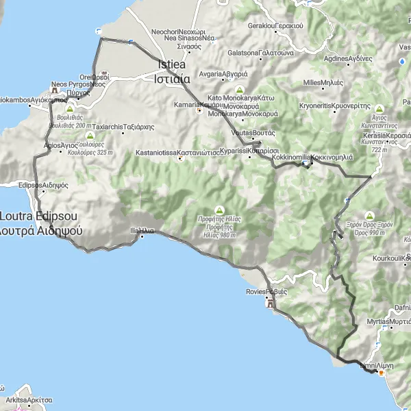 Map miniature of "Exploring Sterea Elláda by Road" cycling inspiration in Sterea Elláda, Greece. Generated by Tarmacs.app cycling route planner