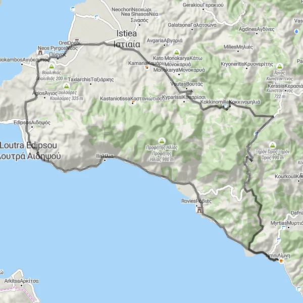 Map miniature of "Scenic Road Cycling Route" cycling inspiration in Sterea Elláda, Greece. Generated by Tarmacs.app cycling route planner