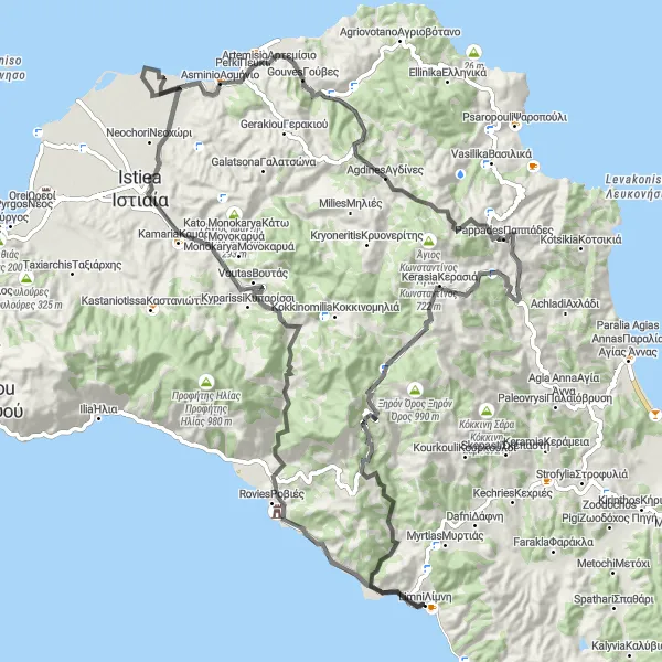 Map miniature of "Challenging Road Cycling Expedition" cycling inspiration in Sterea Elláda, Greece. Generated by Tarmacs.app cycling route planner