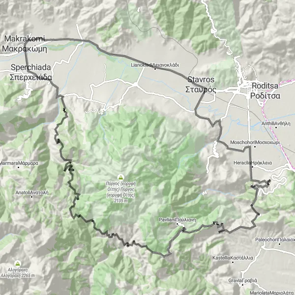 Map miniature of "Neo Krikello Circuit" cycling inspiration in Sterea Elláda, Greece. Generated by Tarmacs.app cycling route planner