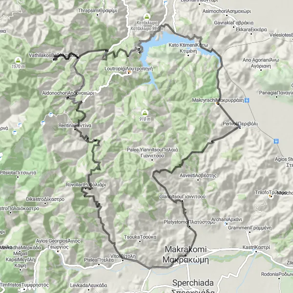 Map miniature of "Loutra Smokovou Challenge" cycling inspiration in Sterea Elláda, Greece. Generated by Tarmacs.app cycling route planner