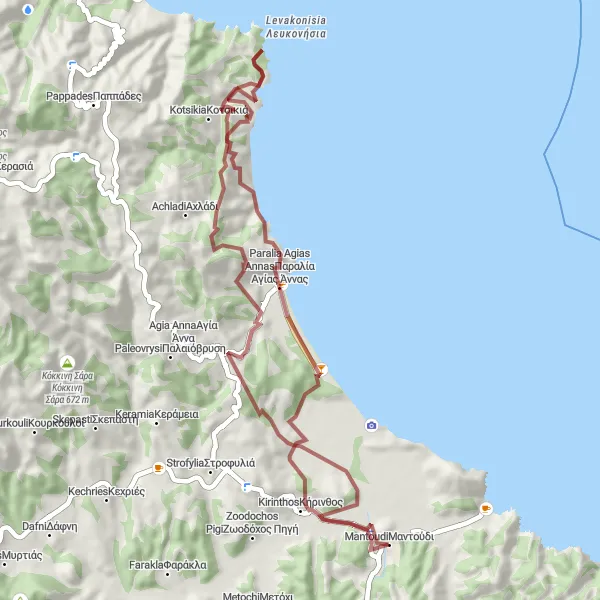 Map miniature of "Venture into the Picturesque Heartland of Mantoúdi" cycling inspiration in Sterea Elláda, Greece. Generated by Tarmacs.app cycling route planner