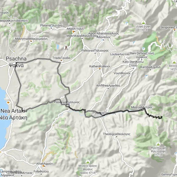 Map miniature of "A Scenic Journey to Vayeleká" cycling inspiration in Sterea Elláda, Greece. Generated by Tarmacs.app cycling route planner