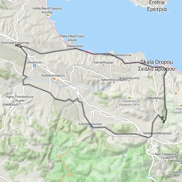 Map miniature of "The Ancient Delphi Circuit" cycling inspiration in Sterea Elláda, Greece. Generated by Tarmacs.app cycling route planner