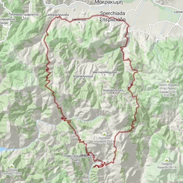 Map miniature of "Off-Road Adventure in the Foothills" cycling inspiration in Sterea Elláda, Greece. Generated by Tarmacs.app cycling route planner