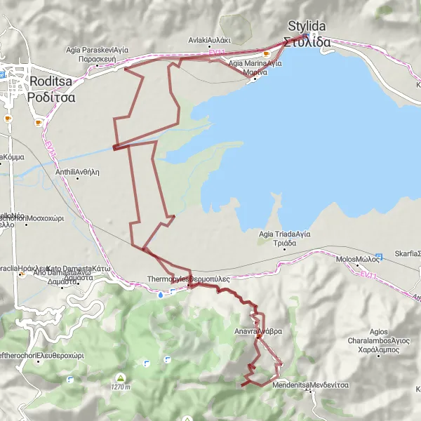 Map miniature of "Off-Road Adventure" cycling inspiration in Sterea Elláda, Greece. Generated by Tarmacs.app cycling route planner
