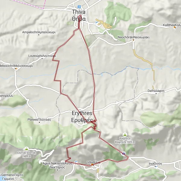 Map miniature of "The Gravel Odyssey" cycling inspiration in Sterea Elláda, Greece. Generated by Tarmacs.app cycling route planner