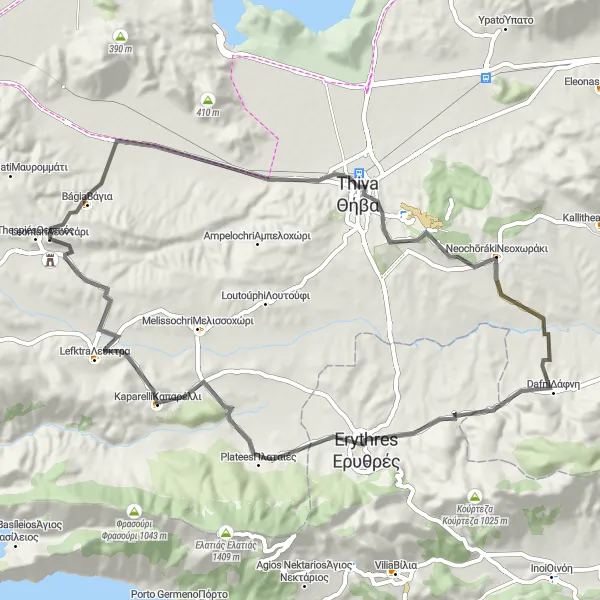 Map miniature of "Cycling Tour around Vagia and Surrounding Villages" cycling inspiration in Sterea Elláda, Greece. Generated by Tarmacs.app cycling route planner