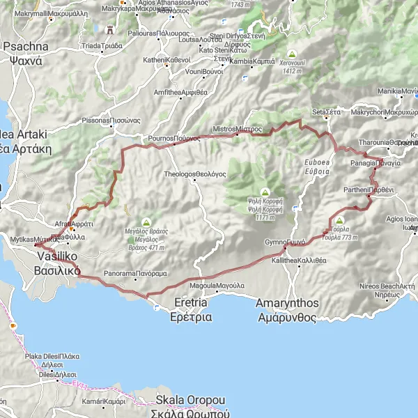 Map miniature of "The Gravel Adventure" cycling inspiration in Sterea Elláda, Greece. Generated by Tarmacs.app cycling route planner