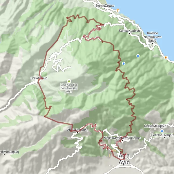 Map miniature of "The Gravel Adventure" cycling inspiration in Thessalia, Greece. Generated by Tarmacs.app cycling route planner