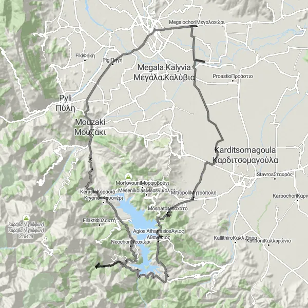 Map miniature of "The Plastiras Dam Adventure" cycling inspiration in Thessalia, Greece. Generated by Tarmacs.app cycling route planner
