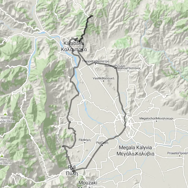 Map miniature of "The Ultimate Road Challenge" cycling inspiration in Thessalia, Greece. Generated by Tarmacs.app cycling route planner