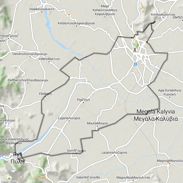 Map miniature of "The Gravel Adventure" cycling inspiration in Thessalia, Greece. Generated by Tarmacs.app cycling route planner