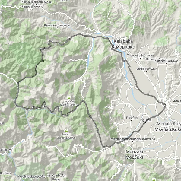 Map miniature of "Trikala to Pyli Loop" cycling inspiration in Thessalia, Greece. Generated by Tarmacs.app cycling route planner