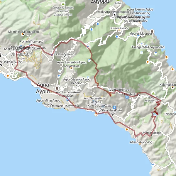 Map miniature of "Mountain Wilderness" cycling inspiration in Thessalia, Greece. Generated by Tarmacs.app cycling route planner