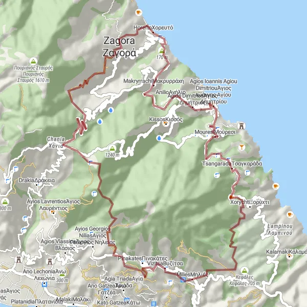 Map miniature of "Enchanting Mountain Views and Cultural Delights" cycling inspiration in Thessalia, Greece. Generated by Tarmacs.app cycling route planner