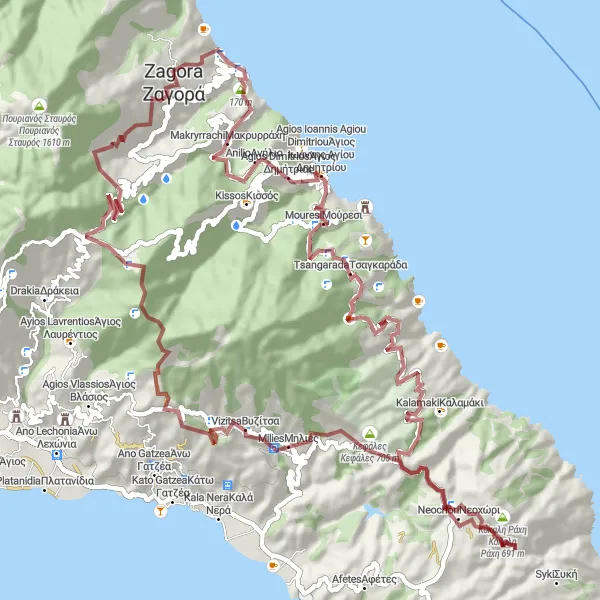 Map miniature of "Off-Road Adventure in the Mountains" cycling inspiration in Thessalia, Greece. Generated by Tarmacs.app cycling route planner